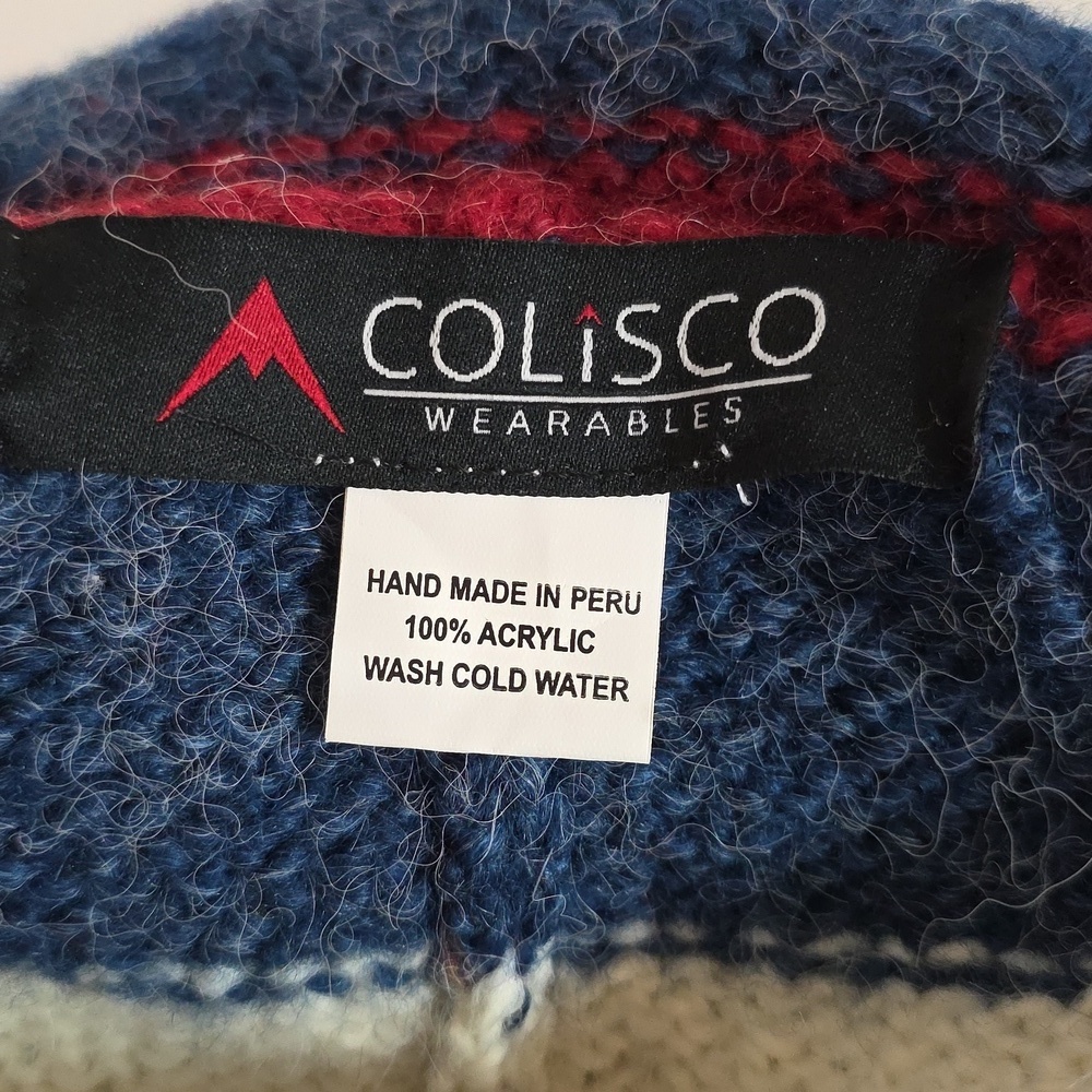 Colisco Mens Red, Blue, Beige & Gold Knit Hat - Picture 6 of 6